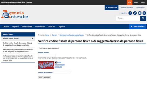 controllo codice fiscale agenzia entrate.